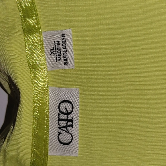 Vintage Sheer V-Neck Chiffon Button-Down Women's Blouse Size XL Bold Lemon-Lime - Picture 6 of 7